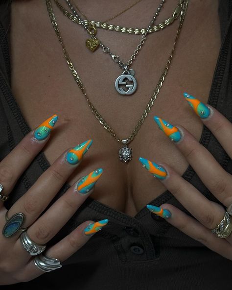 🍊🥶💚 Using @glitterbels // CODE: SLXNAILS • • • • • • • • #nails #nailtech #nailinspo #brightonnails #brightonnailtech #nailtechnician #nailtechbrighton #naildesign #crazynails #nailart Glitch Nails, Crazy Nails, Nail Technician, Nail Tech, Nail Inspo, Acrylic Nails, Nail Designs, Nail Art, Nails