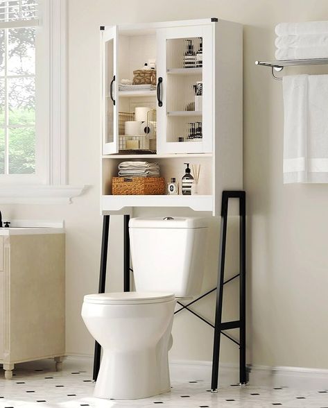 Amazon.com: FiveWillowise Rattan Toilet Storage Cabinet, Over The Rack Wood Cabinet with Metal Stand, Bathroom Organizer with Adjustable Shelf, Tall Freestanding Washer Shelf, Small Cupboard, Black : Home & Kitchen Bathroom Storage Over Toilet Overstock, Small Bathroom Storage Carts, Tall Above Toilet Cabinet 25” By 32”, Toilet Pony Wall Storage, Above Tiolet Storage, Bathroom Storage Over Toilet Ladder Under $100, Bathroom Storage Cabinet Overstock, Small Bathroom Storage Solutions Bar Carts, Above Toilet Storage Cabinet With Glass Windows