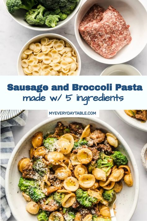 Orecchiette with Sausage and Broccoli Orechetti Sausage Broccoli, Orecchiette With Sausage And Broccoli, Orecchiette Pasta Recipes, Orecchiette With Sausage, Broccoli Rabe And Sausage, Sausage And Broccoli, Sausage Broccoli, Quick Pasta Dishes, Italian Sausage Pasta