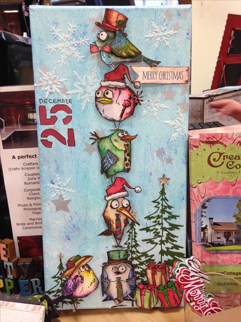 Crazy Birds - christmas Tim Holtz Crazy Birds Stamps, Crazy Cats Cards, Tim Holtz Crazy Birds Cards, Tim Holtz Crazy Birds, Tim Holtz Crafts, Christmas Birds, Crazy Birds, Tim Holtz Ideas, Tim Holtz Christmas