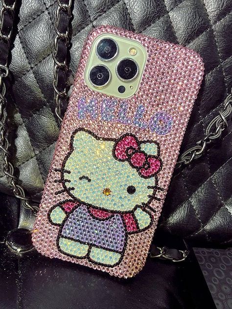 Rhinestone Phone Case Y2k, Bedazzled Phone Case, Rhinestone Phone Case, Cartoon Kitty, Crystal Phone Case, Hello Kitty Phone, Hello Kitty Phone Case, Bling Phone Cases, Hello Kitty Rooms