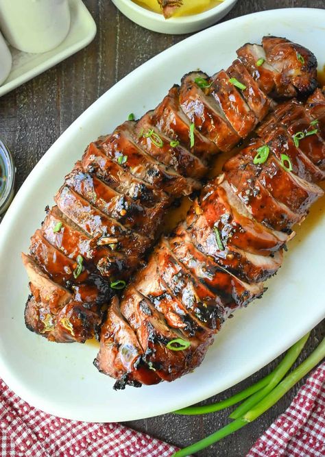 Pork Loin Teriyaki Recipe, Korean Bbq Pork Tenderloin, Asian Style Pork Tenderloin, Teriyaki Pork Tenderloin Recipes, Bbq Pork Tenderloin Recipes, Pork Tenderloin Teriyaki, Teriyaki Pork Loin, Barbecue Pork Tenderloin, British Bacon