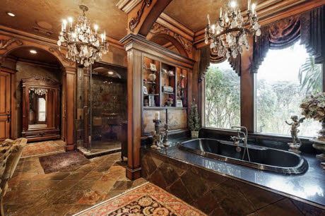 Beautiful master bath.... I would never leave this room... Ornate Bathroom, Tuscan Bathroom, Luxury Master Suite, Elegant Bathroom Design, Best Kitchen Design, Tuscan Design, Tuscan Decorating, Decor Baie, Dream Bathrooms