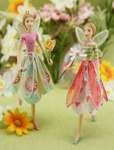 Spring #fairies by Gisela Graham Wire Fairies, Spring Fairies, Easter Fairy, Miniature Ornaments, Gisela Graham, Felt Fairy, Fairies Elves, Candy Christmas, Candy Christmas Decorations