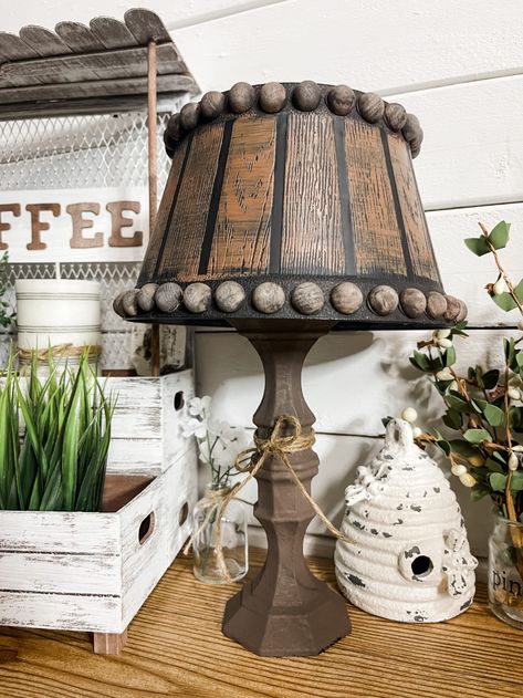 Decorative Lamp DIY - A Creative Haven Project Dollar Tree Lamp Post Diy, Diy Candle Stick Holder Ideas, Dallor Tree, Glam Lamps, Charger Plate Crafts, Lamp Redo, Dt Crafts, Everyday Crafts, Wood Holder