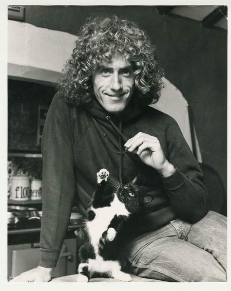 Roger Daltrey Celebrities With Cats, Famous Cats, Men With Cats, Terry O Neill, Roger Daltrey, Behind Blue Eyes, Best Of British, Frank Zappa, Robert Plant