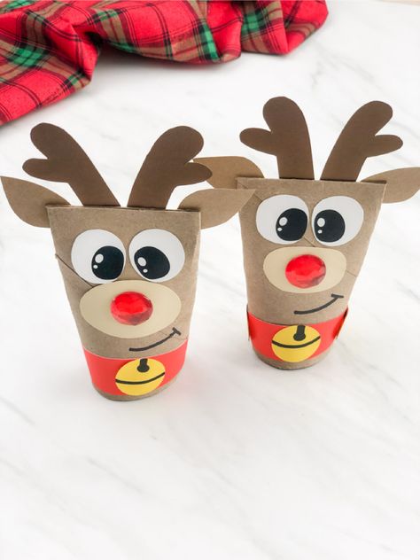 Reindeer Crafts Preschool, Paper Roll Reindeer, Xmas Crafts Kids, Rudolph Crafts, Crafts By Month, Christmas Toilet Paper, Recycled Crafts Kids, Reindeer Craft, Christmas Crafts For Toddlers