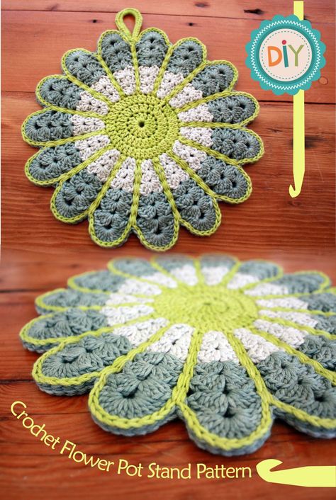 Crochet Flower Pot Stand FREE Pattern Flower Pot Holder Crochet, Crochet Flower Pot Holder, Web Crochet, Pot Holder Pattern, Pot Crochet, 2024 Crochet, Crochet Potholder Patterns, Ravelry Crochet, Crochet Spring