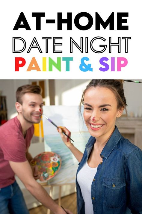 Paint Your Partner Date Night, Paint Date Night At Home, Paint And Sip Date, Painting Date Ideas, Paint Night At Home, Couples Craft, Date Night Basket, Couples Canvas Painting, Date Night Ideas For Married Couples