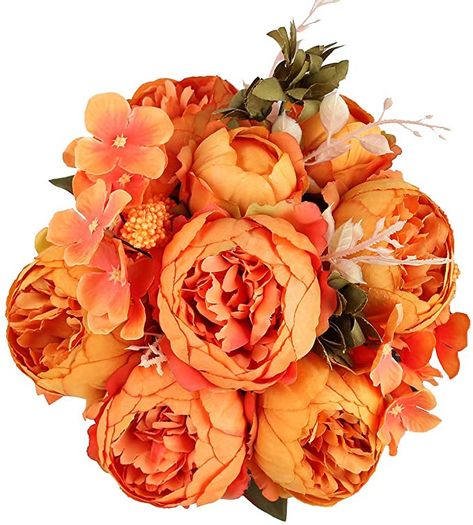 Peonies Orange, Peony Flower Bouquet, Orange Peonies, Peony Flower Arrangements, Garden Wedding Party, Home Garden Wedding, Wedding Party Decor, Silk Flower Bouquets, Silk Peonies