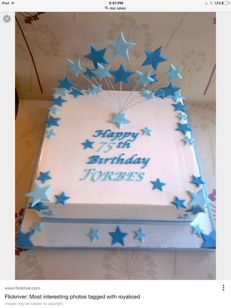 Stars Hombre Cake, Birthday Cake For Father, Square Cake Design, 6th Birthday Cake, Fruit Cake Design, Babby Shower, Buttercream Birthday Cake, 6th Birthday Cakes, Star Cake