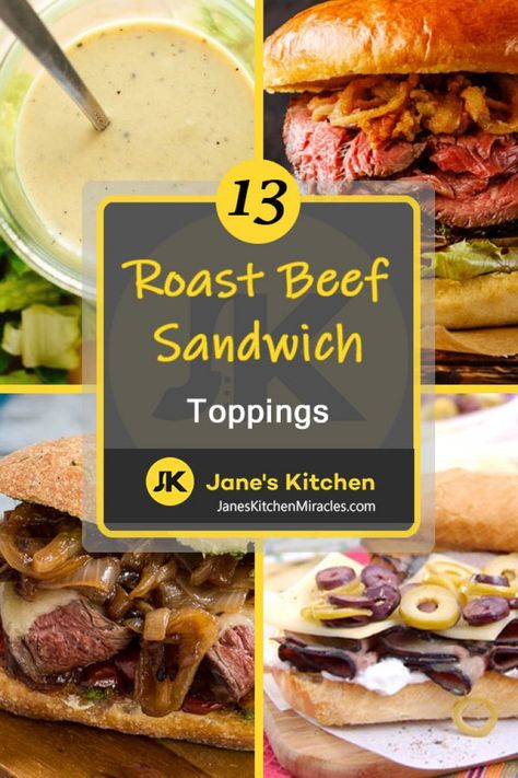 What to Put in a Roast Beef Sandwich? Check out this list of toppers from cheeses and sauces to veggies and spreads, to take your sandwich from great to to-die-for. #roastbeefsandwich #roastbeefsandwichtoppings #roastbeefsandwichtoppers #roastbeefsandwichsauce Roast Beef Sandwich Toppings, Cold Roast Beef Sandwiches, Roast Beef Sandwich Sauce, Sauce For Roast Beef Sandwiches, Roast Beef Sandwich Sides, Roast Beef Panini, Top Round Roast Beef, Fall Sandwiches, Shredded Beef Sandwiches