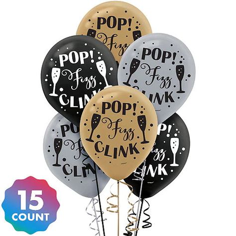 Theme Parties by Decade | Party City Nye Party Decorations, Champagne Balloons, Pop Fizz Clink, New Year's Party Decorations, Silver Party, Fun Party Games, Personalized Party Favors, Kids Party Supplies, Sports Themed Party