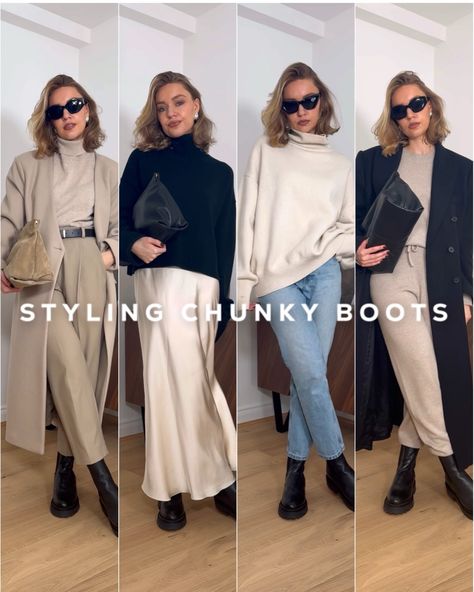 High-Neck Wool Jumper curated on LTK Chunky Boot Outfits, Chunky Boots Outfit Fall, Chunky Boots Outfit Winter, Lydia Tomlinson Outfits, Chunky Boot Outfit, How To Style Chunky Boots, Dc Martens, Chunky Boots Outfit, Lydia Tomlinson