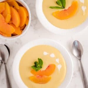 Chilled Peach Soup, Peach Soup Chilled, Cold Peach Soup, Chilled Peach Soup Recipe, Peach Soup Recipe, Peach Soup, Chilled Soups, Peaches And Cream Dessert, Chilled Soup Recipes