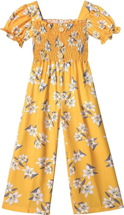 Amazon.com: BAVADER Girls Romper size 7-8 One Piece Girls' Jumpsuits & Rompers Short Sleeve Girls Jumpsuit Ruffle Rompers For Girls Smocked Casual Jumpsuit For Girls Clothes Flower Print: Clothing, Shoes & Jewelry Yellow Outfits, Girls Jumpsuit, Smocked Clothes, Girls Smock, Yellow Outfit, Romper Outfit, Sleeves Clothing, Girls Summer Outfits, Floral Jumpsuit