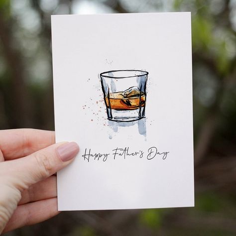 🥃🎉 Celebrate Father’s Day with a unique twist! Our exclusive greeting card features a stylish illustration of a glass of whisky and the heartfelt message, “Happy Father’s Day.” Perfect for the dad who appreciates the finer things in life. 🌟 📬 Order yours now and make dad’s day extra special! 💌 Free uk shipping on all cards 🤗👌🏻 #FathersDay #GreetingCard #WhiskeyLovers #DadGift #UniqueGifts #HappyFathersDay #WhiskeyCard #CelebrateDad #SpecialDay #GiftForDad #WhiskeyArt #FathersDayGift #Cheer... Whiskey Card Birthday, Hand Painted Birthday Cards For Men, Watercolor Birthday Card For Men, Watercolour Cards For Men, Watercolour Birthday Card For Men, Whiskey Glass Drawing, Watercolor Birthday Card Man, Watercolor Birthday Cards For Men, Seaglass Art