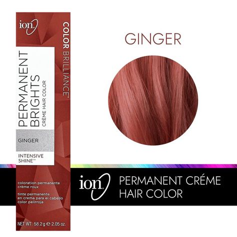 ion Permanent Brights Creme Hair Color Ginger by Color Brilliance | Permanent Hair Color | Sally Beauty Ion Hair Color Chart, Hair Color Ginger, Warm Red Hair, Ion Hair Colors, Ginger Hair Dyed, Ion Color Brilliance, Pink Blonde Hair, Hair Color Orange, Strawberry Hair