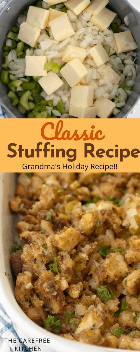 Best Homemade Stuffing Thanksgiving, Grandmas Turkey Dressing, Homade Stuffing For Thanksgiving, Stuffing Oven Baked, Grandma’s Thanksgiving Stuffing Recipe, In Turkey Stuffing Recipes, Tradition Thanksgiving Dinner, Stuffing Easy Thanksgiving, Grandmas Dressing Recipe