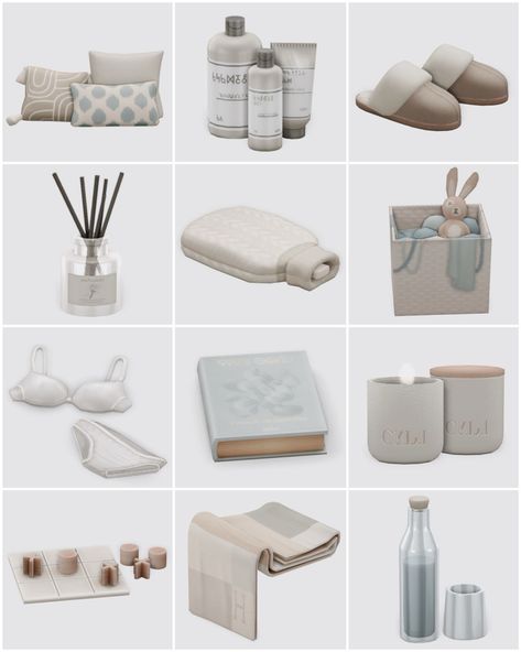 cozy morning essentials ☁️ ♡ pillows | bath products | slippers ♡ ♡ diffuser | hot water bottle | knitting basket ♡ ♡ undies | book | candle ♡ ♡ tic-tac-toe | blanket | water bottle & glass ♡ thank... Sims 4 Laundry Decor, Ts4 Bathroom Clutter, Sims 4 Cc Furniture Bathroom Clutter, The Sims 4 Bathroom Clutter, Ts4 Furniture Cc Set, Sims 4 Luxury Clutter Cc, Sims 4 Aesthetic Cc Furniture Bathroom, Sims 4 Cc Cute Clutter, Sims 4 Cc Clutter Pack