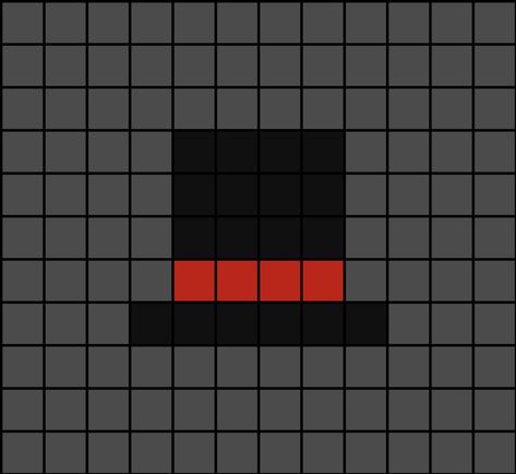 A small pixel art template of a red ribboned magician hat on black. Pixel Art Small Easy, Cute Small Pixel Art, Small Pixel Art Pattern, Small Pixel Art Ideas, Tiny Pixel Art, Pixel Art Mini, Small Pixel Art, Magician Hat, Easy Perler Beads Ideas