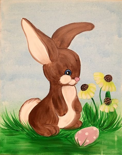 Thumbnail Image 1 Simple Animal Paintings, Easter Acrylic Painting, Easter Canvas Painting, Easy Painting Ideas For Beginners, Cartoon Painting Ideas, Easter Bunny Images, Easy Cartoon, Easter Canvas, Easter Paintings