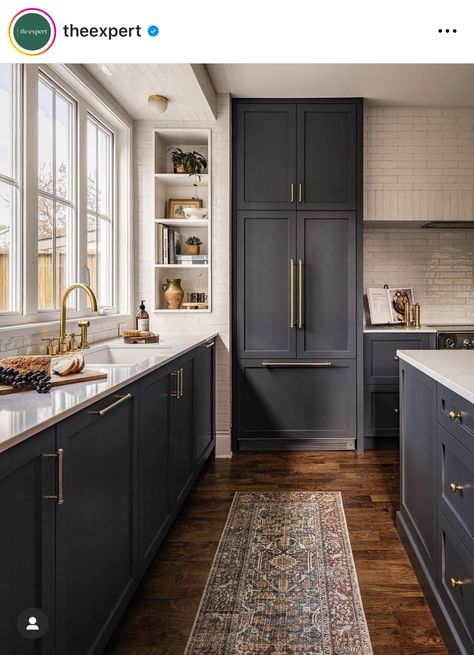 West Of Main, Charcoal Kitchen, Kitchen Vibes, Investment House, Navy Kitchen, Condo Kitchen, Black Kitchen Cabinets, Dark Kitchen, Room Redesign