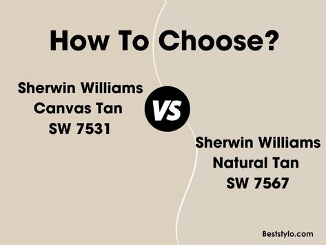 When searching for the perfect warm neutral tan paint color, it's easy to get stuck comparing two similar versatile shades from Sherwin Williams. Popular choices Canvas Tan SW 7531 and Natural Tan SW 7567 appear Tan Sherwin Williams, Coastal Paint Palette, Tan Paint Colors, Warm Neutral Paint Colors, Coastal Paint, Tan Paint, Brass Light Fixture, Neutral Paint Colors, Bathroom Paint Colors