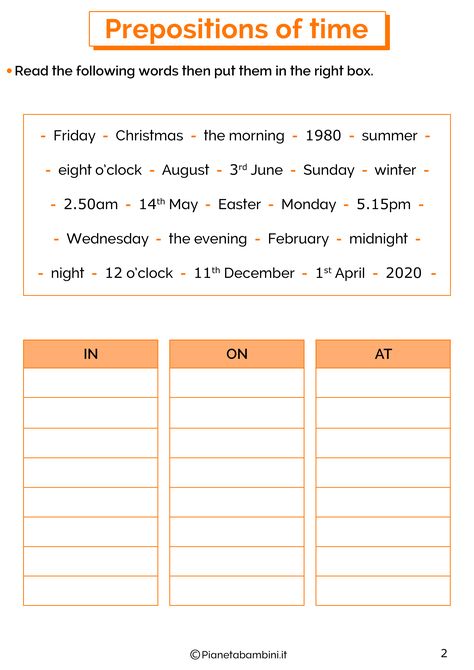 In On At Prepositions Of Time, Preposition Of Time Worksheets, Preposition Of Time Activities, The Time In English, Preposition Of Time, English Primary School, English Grammar Test, English Grammar Notes, Study English Language