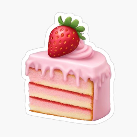 Strawberry Emoji, Strawberry Cake Slice, Cute Strawberry Cake, Cake Emoji, Emojis Iphone, Emoji Cake, Dessert Art, Emoji Stickers Iphone, Cute Emoji