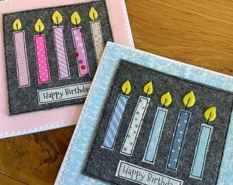 Fabric Birthday Cards Handmade, Sewn Birthday Cards, Freemotion Embroidery, Appliqué Ideas, Stitched Cards, Stitch Cards, Embroidery Cards, Fabric Cards, Free Motion Embroidery