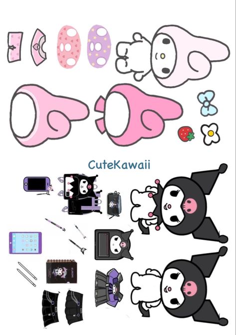 Kuromi Blind Bags, Kuromi Paper Doll, Buku Diy, Kuromi And My Melody, Candy Drawing, Diy Hello Kitty, Paper Doll Printable Templates, Hello Kitty Colouring Pages, Hello Kitty Printables