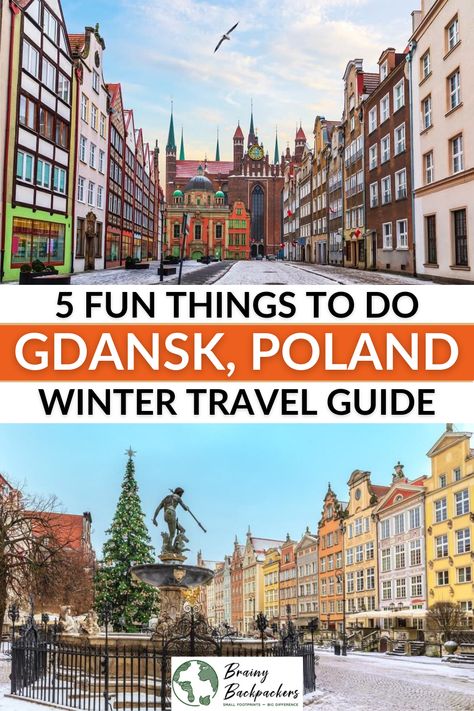 Poland in winter is wonderful, and Gdansk is no exception. Situated by the Baltic Sea the city has mild winters and with some luck, you can get even get snow. You can pretty much do all same the things to do that you would during anyother season, but a Gdansk winter city break is much more unique. This winter travel guide highlights the 5 best things to do in Gdansk, Poland during the winter including winter lights, fewer tourists, and the traditional warm drinks that Poland is so famous for. Gdansk Christmas Market, Gdansk Poland Christmas, Poland Winter, Gdansk Poland Winter, Warsaw Poland Winter, Winter City Break, Krakow Travel, Winter Lights, Visit Poland