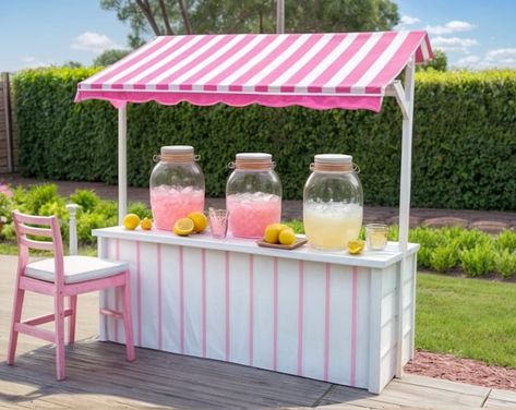 Lemonade Stand or Sweet Shop - Etsy Wooden Lemonade Stand, Fruit Stand Ideas, Food Stand Ideas, Lemonade Stand Aesthetic, Kids Lemonade Stand, Lemonade Station, Lemonade Cart, Unique Paint Colors, Kids Lemonade Stands