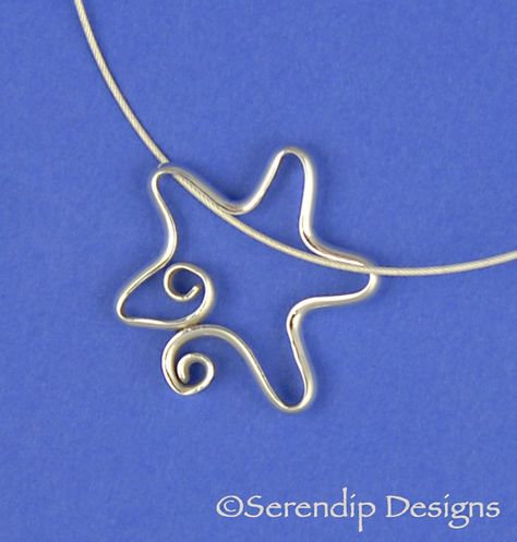 Silver Spiral Star Necklace by SerendipDesignsJewel on Etsy, $29.00 Precious Gemstones Jewelry, Wire Work Jewelry, Sterling Silver Bangles, Work Jewelry, Sea Glass Jewelry, Star Pendant, Silver Stars, Star Necklace, Beads And Wire