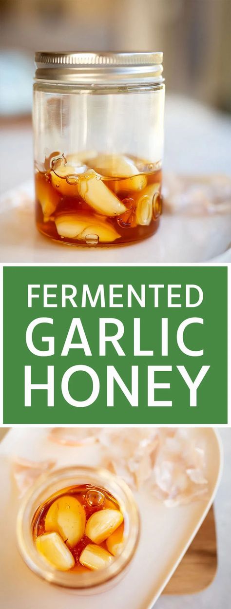 Fermented Garlic Honey | Kids Eat by Shanai | Fight off Cold + Flu Fermented Garlic Honey, Preserving Garlic, Fermented Garlic, Medicinal Recipes, Garlic And Honey, Fermented Recipes, Natural Medicines, Fermented Honey, Throat Remedies