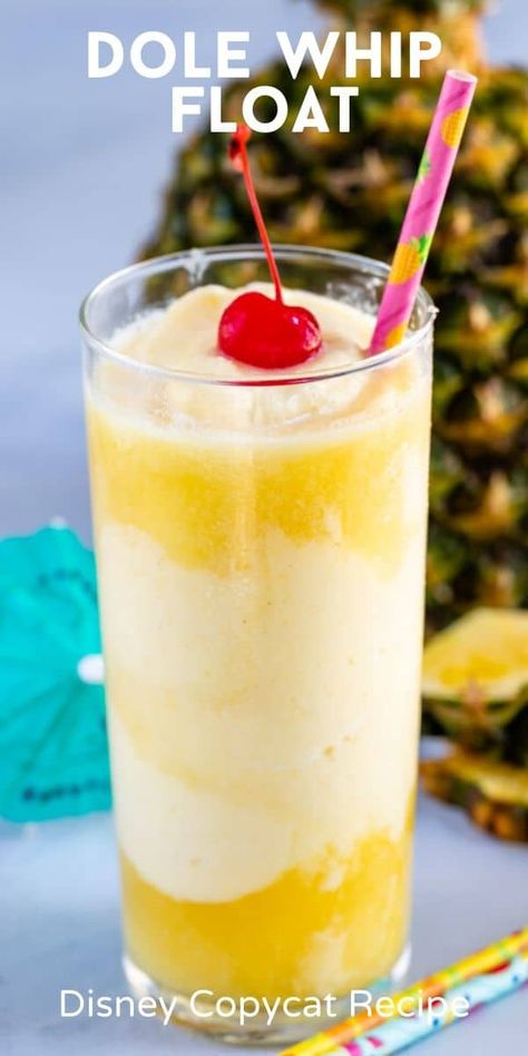 Dole Whip Punch, Float Drinks, Disney Dole Whip, Dole Pineapple Juice, Dole Whip Recipe, Pineapple Ice Cream, Frozen Limeade, Dessert Hacks, Float Recipes