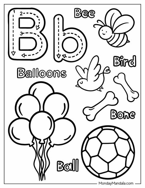 20 Letter B Coloring Pages (Free PDF Printables) The Letter B Worksheets, Letter B Coloring Sheets For Preschool, Letter Bb Crafts For Preschool, B Is For Ball Craft, Preschool Letter B Worksheets, Letter B Coloring Sheet, Letter B Free Printable Worksheets, Letter B Kindergarten Activities, Free Printable Alphabet Books