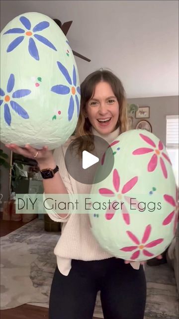 Giant Easter Egg Ideas, Giant Egg Diy, Diy Giant Easter Eggs, Front Porch Easter Decorations Ideas, Easter Crafts Bunny, Easter Front Porch Decorations, Outdoor Easter Decorations Diy, Easter Front Porch Decor, Easter Front Porch