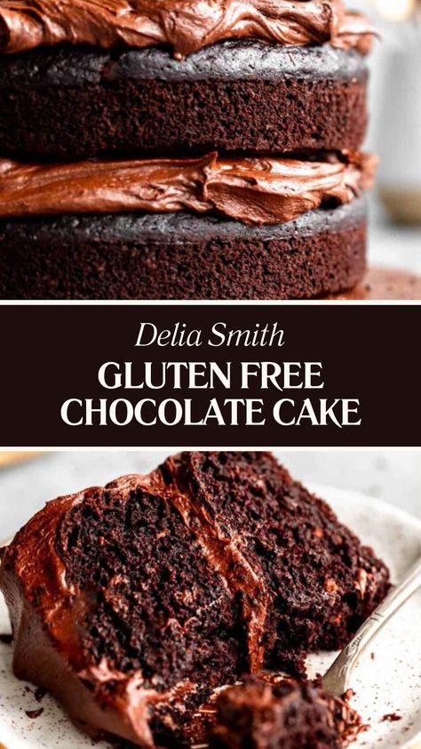 Delia Gluten Free Chocolate Cake Chocolate Cake Gluten Free, Gluten Free Chocolate Cake Recipe, Delia Smith, Delicious Chocolate Cake, Gluten Free Chocolate Cake, Gluten Free Sourdough, Chocolate Cake Recipe Easy, Tasty Dessert, Chocolate Chip Cake