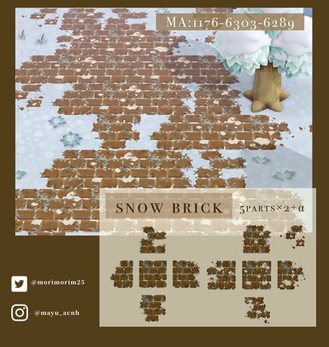 Animal Crossing Christmas Design Codes, Winter Acnh, Acnh Winter, Motif Acnl, Brick Path, Ac New Leaf, Path Ideas, Acnh Codes, Animal Crossing Wild World