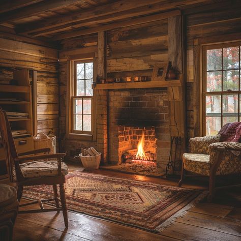 Cozy cabin #interiordesign: A warm and inviting cabin #homedecor with a blazing #fireplacedesign, cozy #furniture, and rustic #decor. #woodendecor #aiart #aiphoto #stockcake ⬇️ Download and 📝 Prompt 👉 https://stockcake.com/i/cozy-cabin-interior_1158822_319986 Cabin Theme Living Room, Cabin Aesthetic Interiors, Cabin Fireplace Ideas, Cozy Cabin Living Room, Christmas Cabins, Cozy Cabin Interior, Simple Cabin, Fireplace Cozy, Mini Cabin