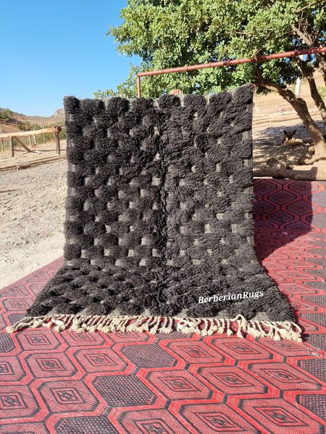 moroccan rug, Berber rug 5 x 8feet, large moroccan rug, Mrirt Rug, Black and brown Rug, Beni ourain Teppich, sheep wool rug, unique rug Black Checkered Rug, Comfortable Rugs, Rug Moroccan, Chic Rug, Black Checkered, Berber Rugs, Checkered Rug, Rug Black, Unique Rug