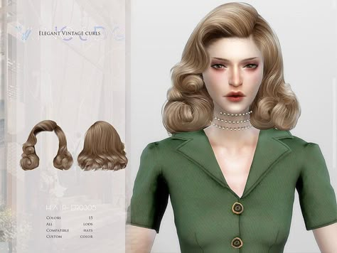 Vintage short curly hair for Sims 4 #sims4 #sims4cc #ts4cc Vintage Hair Cc Sims 4, Sims 4 20s Hair, Sims 4 Cc 40s Hair, Sims Cc Vintage Clothes, Sims 4 Cc Queen Hair, Sims 4 Cc Curled Hair, Sims 4 Cc Short Curly Hair Alpha, Sims 4 Alpha Short Hair, Sims 4 Fancy Hair