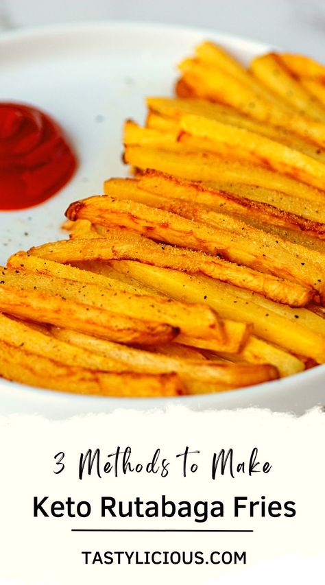 Low Carb Keto French Fries Recipe (Rutabaga Fries) | Keto Seasoned Rutabaga Fries Recipe | keto rutabaga fries air fryer | crispy rutabaga fries air fryer | keto rutabaga fries| keto crispy rutabaga fries Keto French Fries, Rutabaga Fries, Fries Air Fryer, Rutabaga Recipes, Air Fryer Keto, Turnip Fries, Turnip Recipes, Oven Air Fryer, High Fat Low Carb Recipes