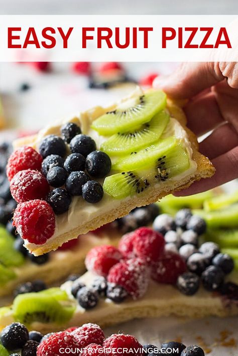 Vegan Fruit Pizza, Cream Cheese Fruit Pizza, Crescent Roll Fruit Pizza, Fruit Pizza Topping, Dessert Pizza Fruit, Recipe For A Crowd, Easy Fruit Pizza, Yummy Fruit, Fruit Pizza Recipe