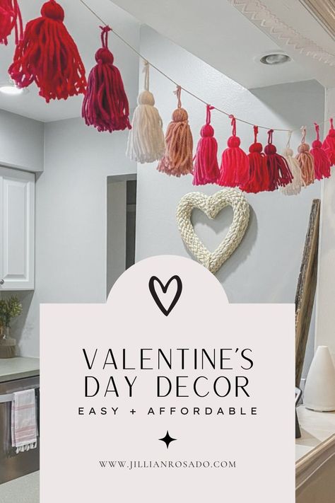 Valentine's Day Decorations Tassel Garland Target Home Decor Occasions Bin Valentine Streamer Ideas, Valentine's Garland Diy, Yarn Heart Garland, Valentine Tassels, Valentine’s Day Banner Diy, Diy Tassel Garland, Flag Garland, Valentine Garland, Tinsel Garland