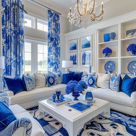 Home Decor Cobalt Blue Living Room, White Living Room Modern, Turquoise Living Room, Green Sofa Living Room, Turquoise Living Room Decor, Blue And White Living Room, Melamine Dishes, Luxury Dining Tables, Blue Living Room Decor