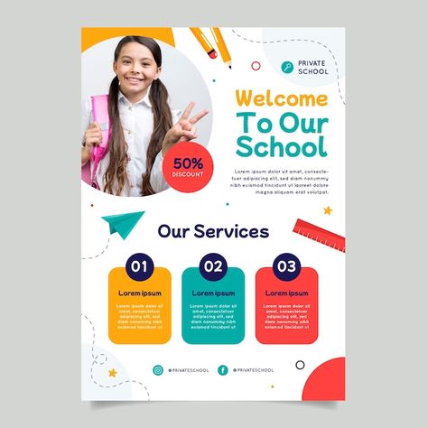 Academy Poster Design Ideas, School Leaflet Design, Kindergarten Poster Design, Graphic Design School Poster, Timeline Kindergarten, Poster Design Inspiration School, Educational Poster Design Inspiration, Poster Design Education, Information Poster Design