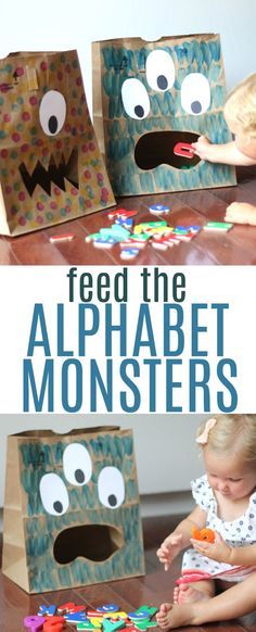 Educational Toddler Activities, Monster Activities, Alphabet For Toddlers, Letter Recognition Activities, Toddler Classroom, Games For Toddlers, Toddler Play, Toddler Learning Activities, Toddler Fun